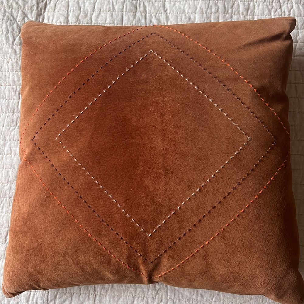Genuine suede throw pillow